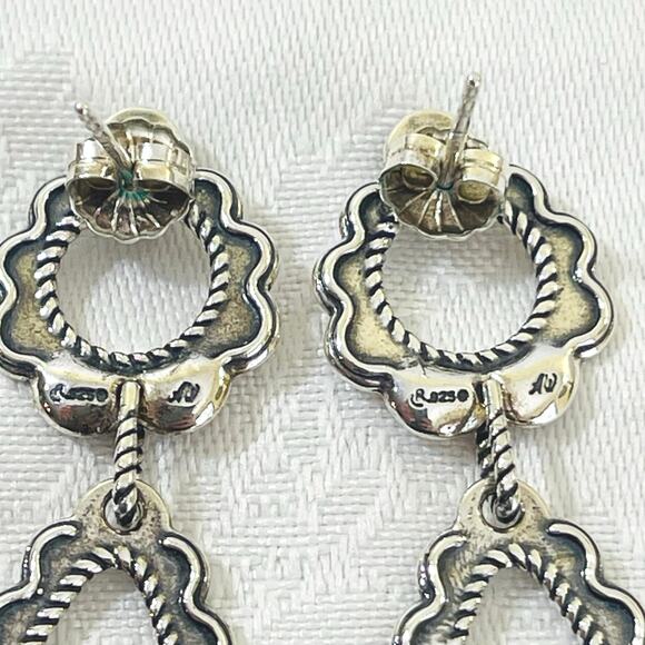 American West Carolyn Pollack Sterling Silver Agate Earrings Teardrop Drop Black - Picture 5 of 10